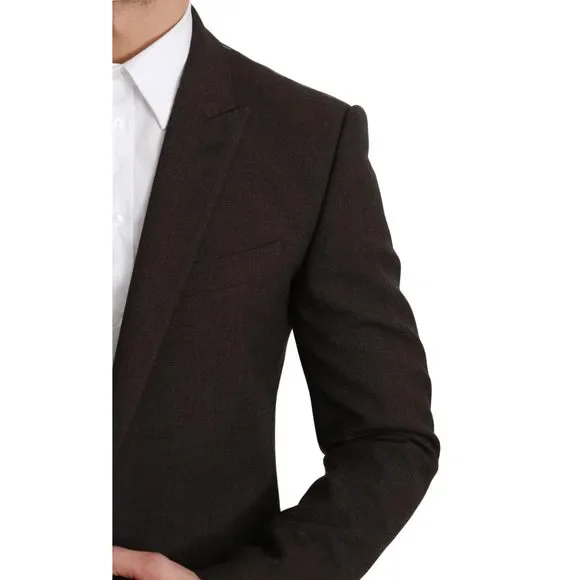 Dolce & Gabbana Brown Slim Fit Coat Jacket MARTINI Blazer